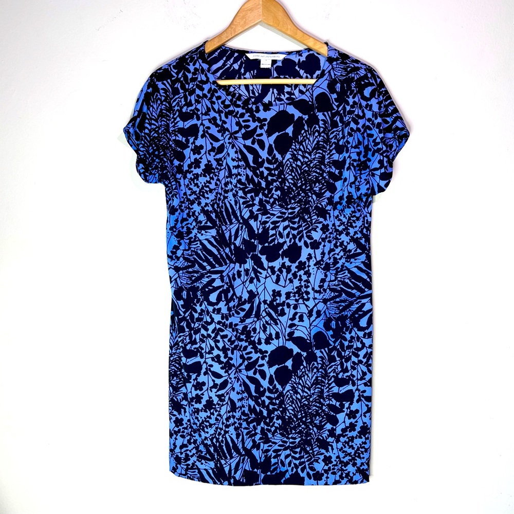 Diane Von Furstenberg Harriet Blue Floral Shift Dress